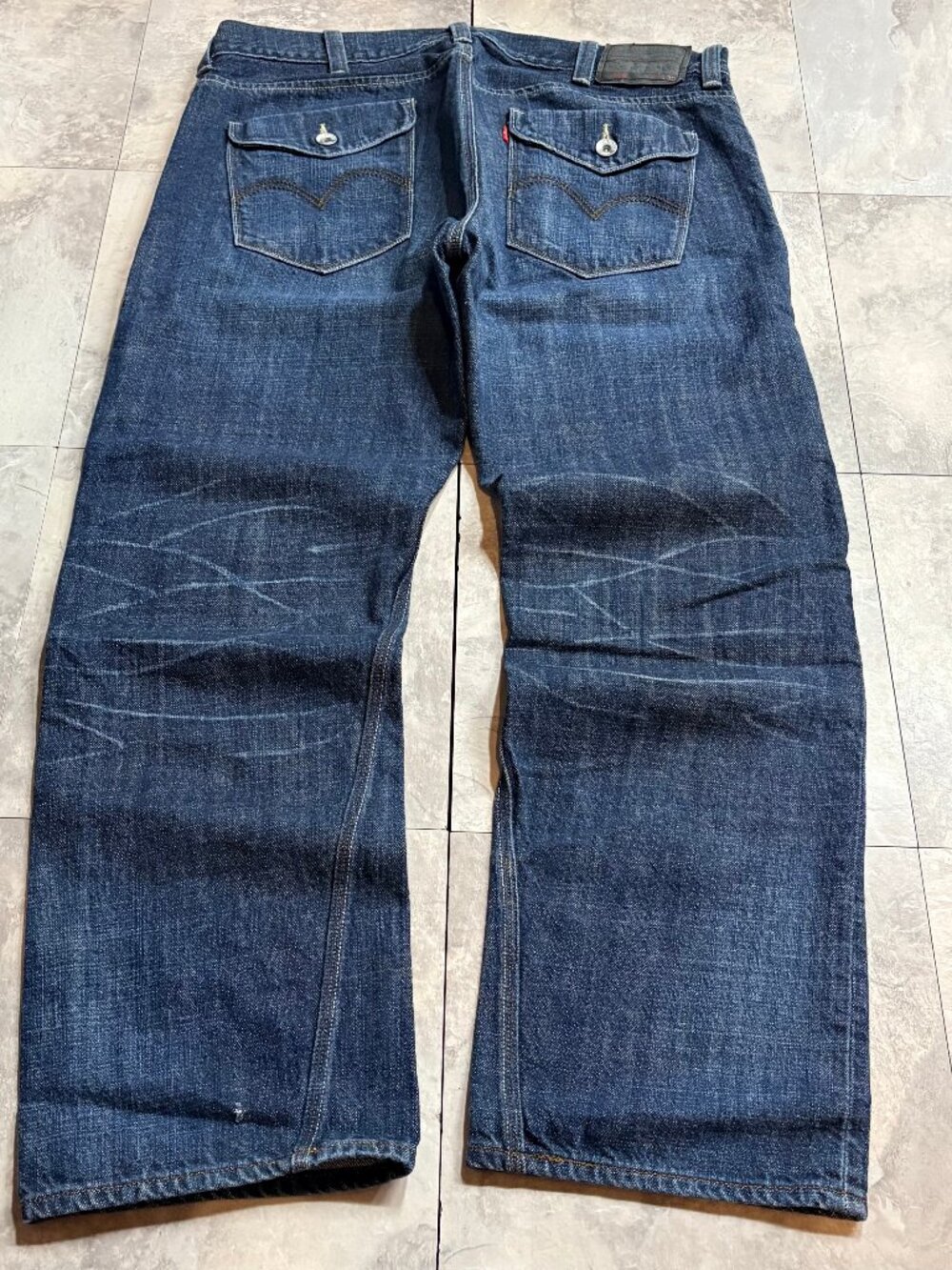 Levi's 514 Slim Straight Jeans Men's 38x30 Dark Indigo Flap Pocket Y2K